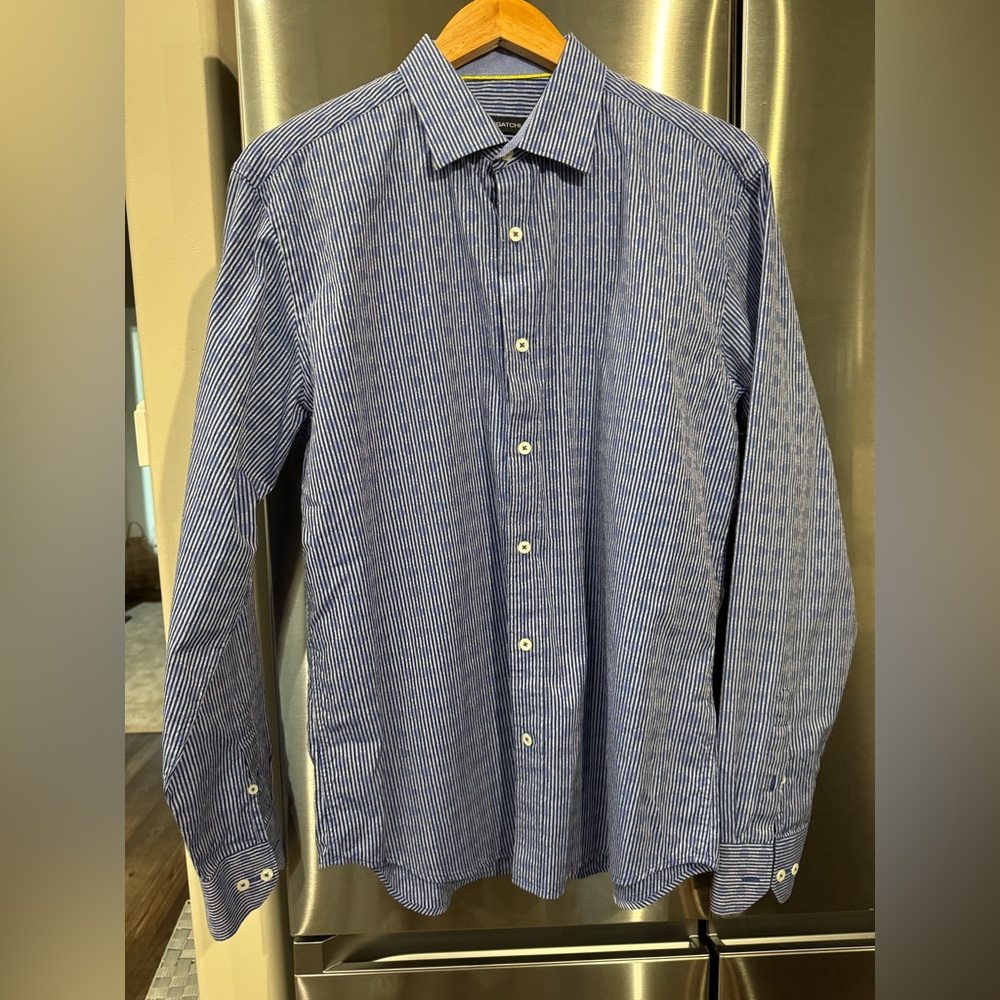 Bugatchi Navy and White Patterned Shirt